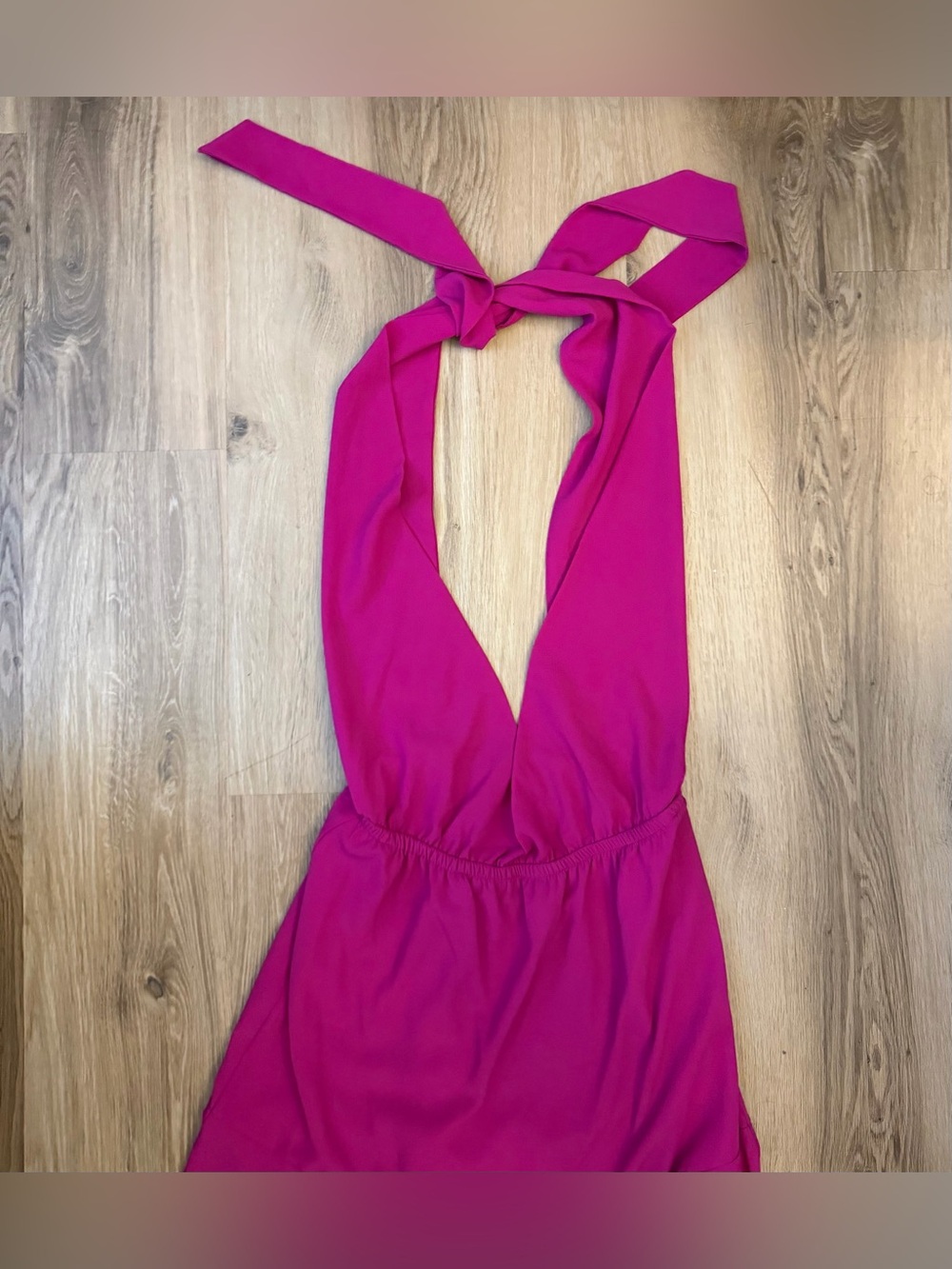 Vici Fuchsia Backless Halter Tie-Neck Dress - Picture 2 of 2